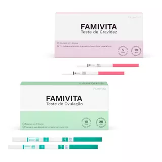 Kit Com 15 Testes De Ovulação Famivita +2 Testes De Gravidez