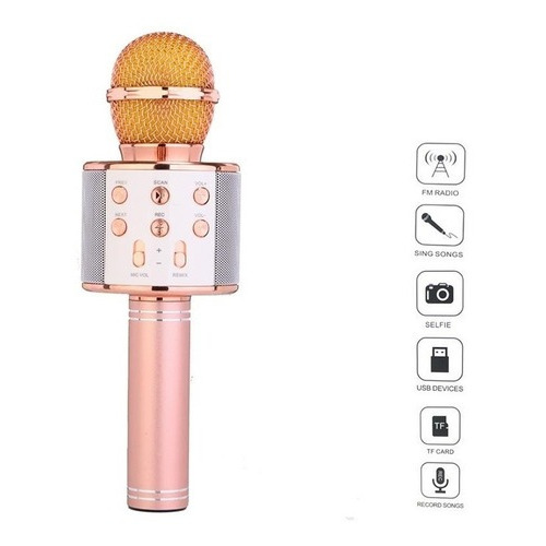 Microfono Karaoke Bluetooth -altavoz Ws 858 Infantil Color Negro