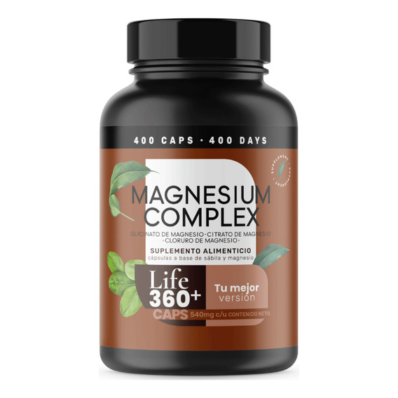 Magnesio 400 Caps Con Citrato Magnesio Y Glicinato Life360+