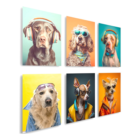 Set  De 6  Cuadros   Pet Shop Veterinaria Mascotas