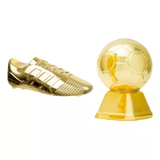 Kit Chuteira Acrílica Decorativa + Troféu Bola Decorativo