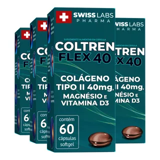 Kit 4 Coltren Flex 40 Swiss Labs Colágeno Tipo 2 Magnésio