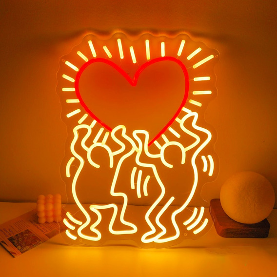 Letrero Neón Keith Haring Love Art C/control Acrilico Grueso