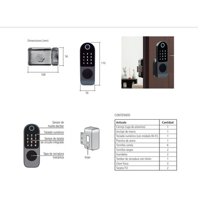 Cerradura Digital Cerrojo Smart Multifuncion Cj02-t Tbcin