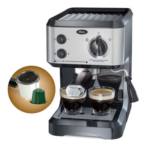 Cafetera De Vapor Espresso Y Cappuccino Oster® Bvstecmp65 Color Plateado