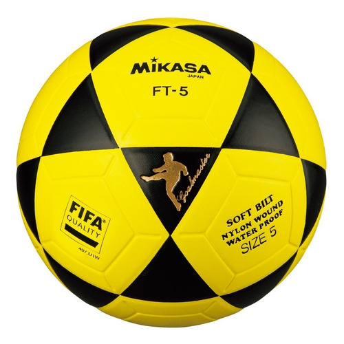 Pelota de fútbol Mikasa FT-5 nº 5 color amarillo y negro