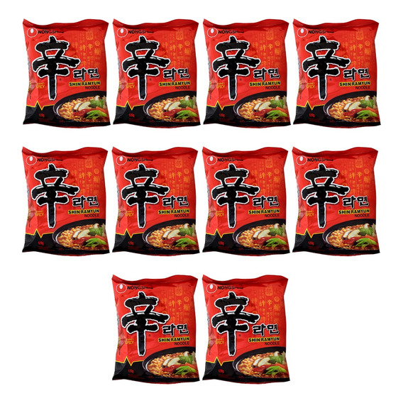 Comida Coreana Sopa Instantaneo Picante Shin Ramen 10pz