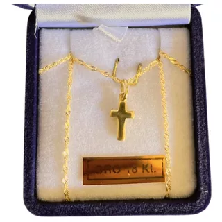 Collar Mujer Hombre Dije Oro 18k Cruz Cadena Bautismo Regalo