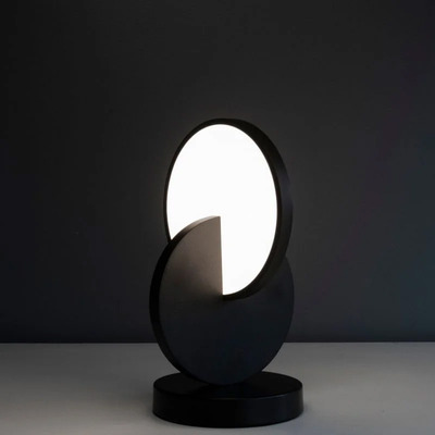Lampara De Mesa Velador Pacman Led 8w Negro Deco Moderno Cie