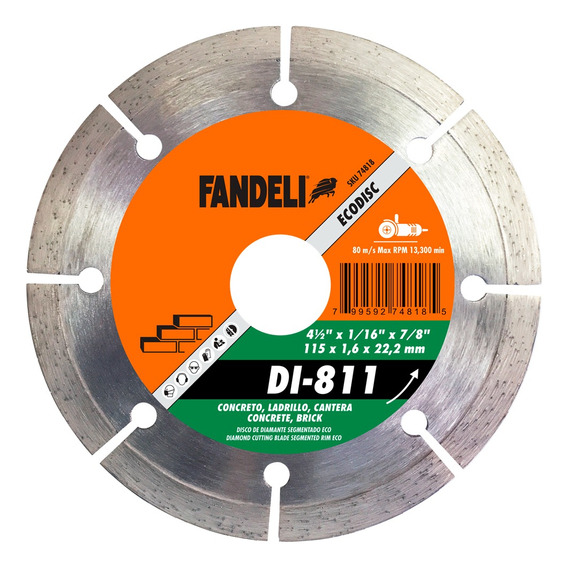 Disco De Diamante Segmentado Fandeli 4.5 PLG Di811