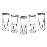 Pack 5 Shot Caballito Forma De Bala Vaso Tequilero Vidrio