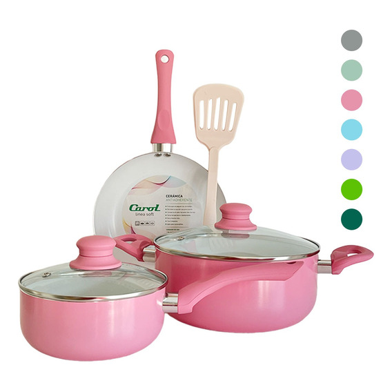 Set De Cocina Juego De Ollas Bateria Ceramica Antiadh. 6pz