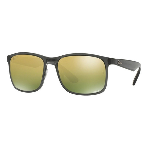 Anteojos de sol polarizados Ray-Ban Lentes de Sol Chromance Standard con marco de nailon color gloss grey, lente green de plástico espejada/chromance, varilla gloss grey de nailon - 0RB4264