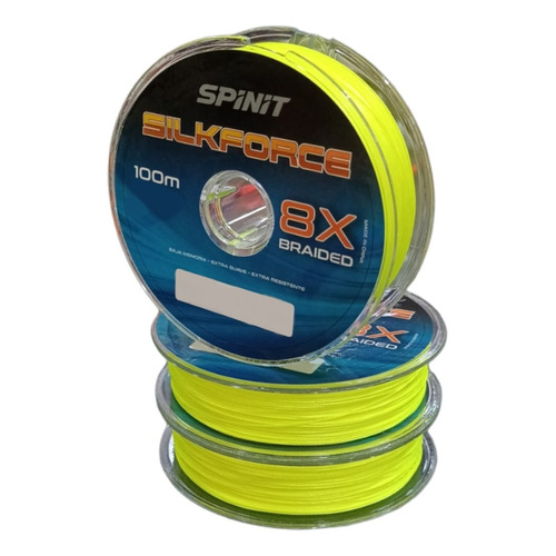 Multifilamento Spinit Silkforce 8x 16 Mm 20 Lb 100m Amarillo Color Amarillo Flúor