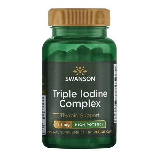 Complejo Triple De Yodo 12.5mg 60cap Apoyo Tiroides Swanson Sabor Sin sabor