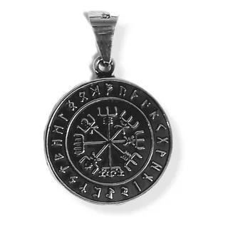 Dije De Vegvisir O Brújula Vikinga Mediano Plata 925