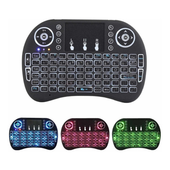 Mini Teclado Inalambrico Touchpad Iluminado Smart Tv Box Ñ Color del teclado Negro