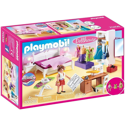 Figura Armable Playmobil Dollhouse Dormitorio Con 67 Piezas