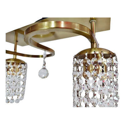 Plafon Lyon S 2 Luces Dorado Cristal Vidrio E27 Deco Moderno