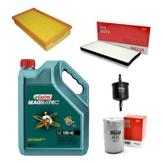 Kit 4 Filtros + 4l Aceite Castrol 10w40 Volkswagen Gol Wega