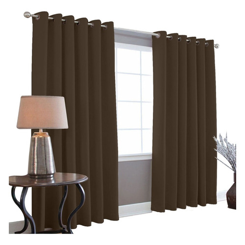 Cortinas Blackout Melocotton - Color CHOCOLATE - 275cm de Ancho X 215cm de Alto En 2 Páneles - Aislamiento Térmico , Reduce el Ruido Exterior , Cortinas Opacas con Ojales , Lavable en Casa