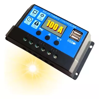 Controlador Carga Solar Pwm 12v 24v Automático 100 Amp 2usb