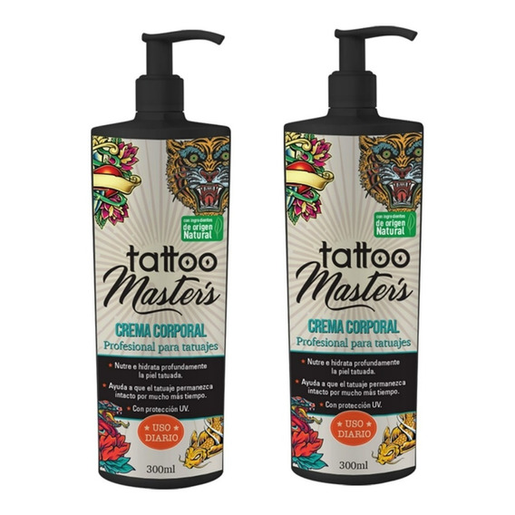 Tattoo Master´s  Crema Corporal Para Tatuajes 300 Ml - 2 Pz