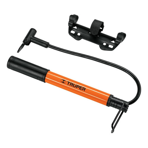 Inflador Portatil Para Bicicletas Y Pelotas Truper + Aguja Color Naranja/Negro