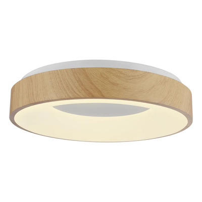 Plafon Roxanne L4424 Blanco/madera Ø39cm 24w Dinamico Blanco