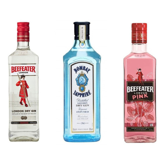 Combo De Gin : Beefater London Dry + Bombay + Beefeater Pink
