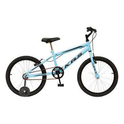 Bicicleta  Infantil Krs Rebaixada Aro 20 1v Freios V-brakes Cor Azul-celeste/preto Com Rodas De Treinamento