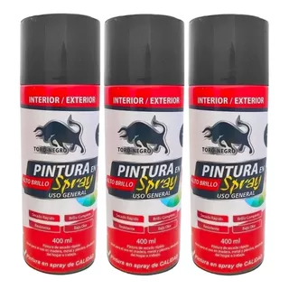 3 Unidades Spray Uso General Negro Mate 400 Ml