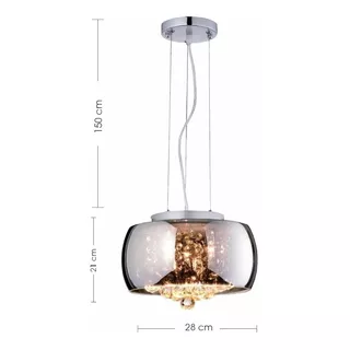 Lustre Pendente Cristal Legitimo E Vidro Cromado 28cm Lindo 