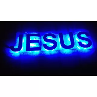 Letras Jesus Em Aço Inox Com Led Letra Caixa 3d 30 Cm Igreja