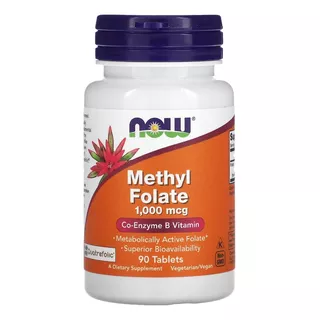 Metil Folato 1000mcg 90 Tabs - Methyl Folate - Now Foods