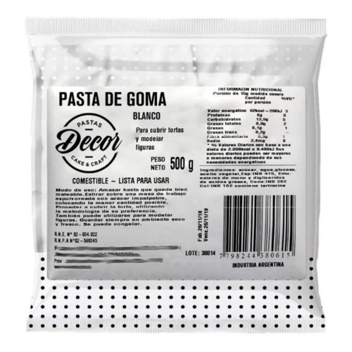 Pasta De Goma Decor Cake Blanca X500g - Cotillón Waf