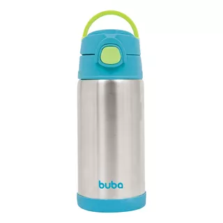 Copo Térmico Azul 400ml Bpa Free Com Canudo Buba