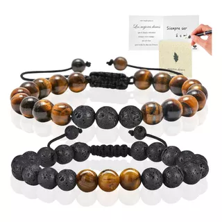 2pzs Pulsera Hombre Ajustable Piedra Natural Moda Caballero