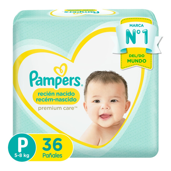 1 Paquete Pañales Pampers Premium Care 36 Unidades Talla P