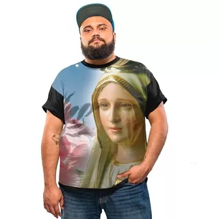 Camiseta Plus Size Nossa Senhora De Fátima Vitral G1 A G6