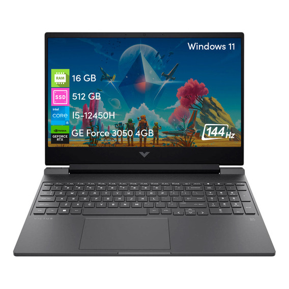 Hp Victus 15 I5 12va 16gb 512gbssd Rtx3050 4gb 15.6 Fhd W11 Color Negro