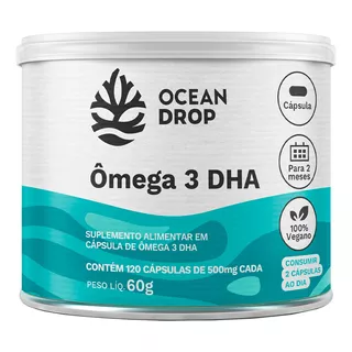Ômega 3 Dha 500mg Vegano Microalgas 100%natural Ocean Drop Sabor Without Flavor