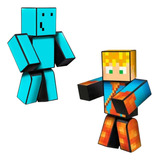 Boneco Problems + Lopers 25 Cm Minecraft Kit Com 2