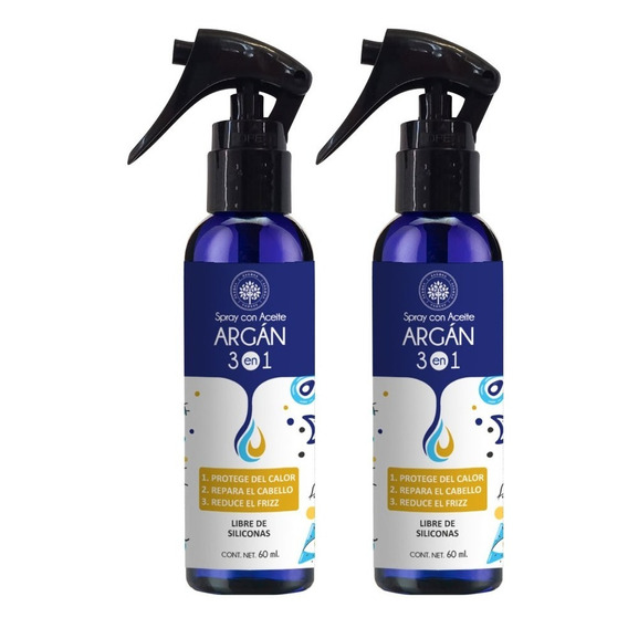 2 Sprays Argán 3en1 Termoprotector Frizz Reparador Plancha