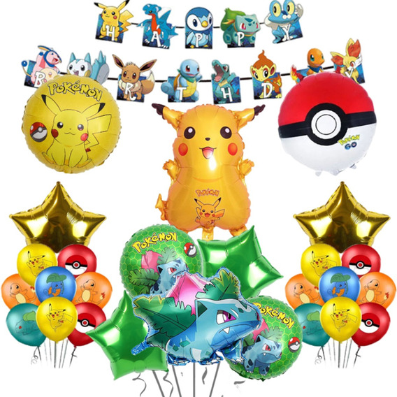 Globos De Cumpleaños De Pokémon Fiesta De Decoración Kit 10