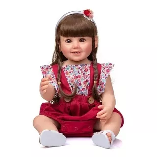 Boneca Reborn Realista: Silicone 55cm Menina Bebê Completa 