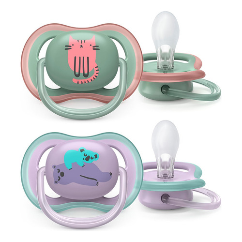 Chupete Philips Avent Ultra Air Scf085/18 6-18 Meses X 2un Color Verde