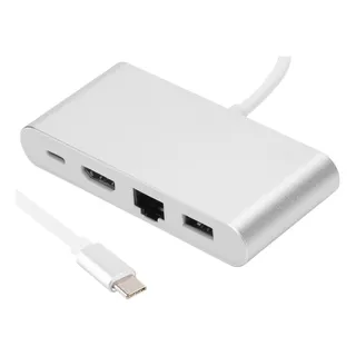 Convertidor 4 En 1 Tipo C A  Lan Rj45 + Hdmi + Tipo C Y Usb