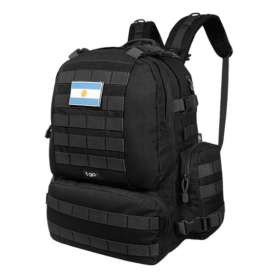 Mochila Táctica T-go 30 Litros Tela Cordura 900d Sistema Molle Varios Bolsillos Ajuste Pectoral Color Negro Eb338