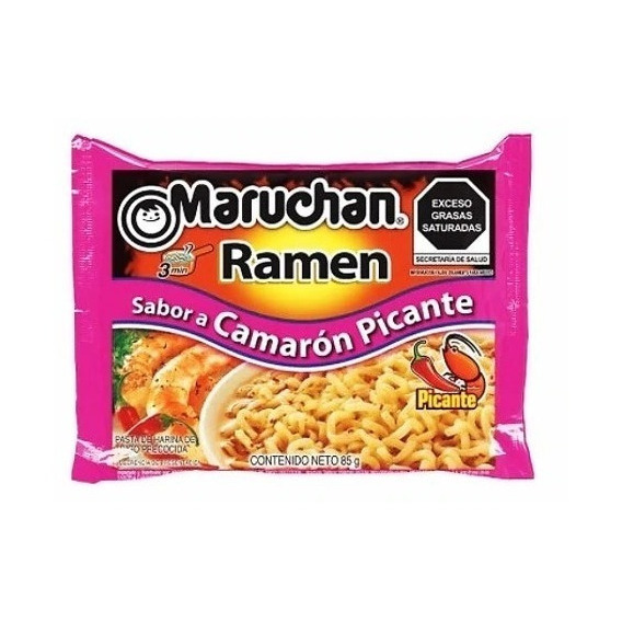 Sopa Maruchan Ramen Sabor A Camarón Picante 85g, Caja24 Pzas